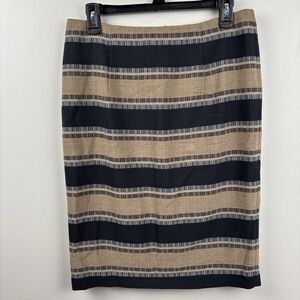 NWT M&S Black & Gold Straight Pencil Skirt UK12 Knee Length Lined Zip 24” Purdue